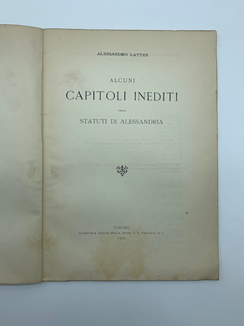 Alcuni capitoli inediti degli Statuti di Alessandria